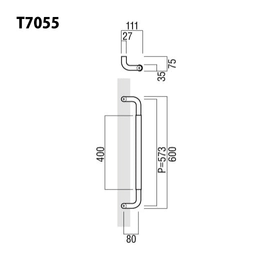 T7055（L600）｜ドアハンドル（押し棒）｜ユニオン（UNION