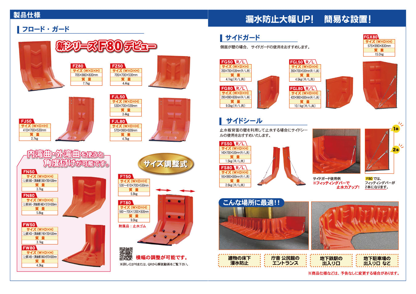 フロードガード FG50（サイドガード）｜簡易型止水板｜フジ鋼業