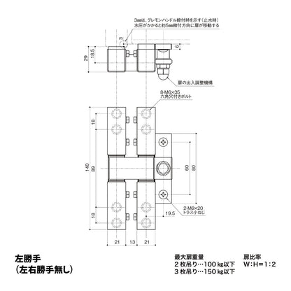【納まり図】中西産業（Nakanishi） ソリッドヒンジ 219-SUS-A