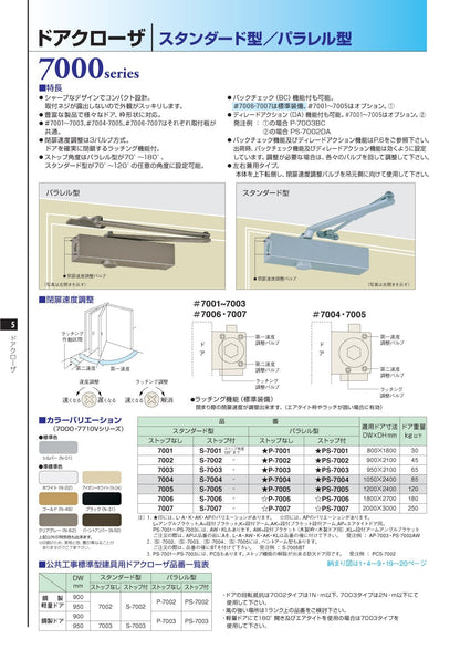 ニュースター  ドアクローザー P-7001A（段付きブラケット）【ストップ無し, パラレル型, 7000シリーズ, NEWSTAR, ドアチェック】