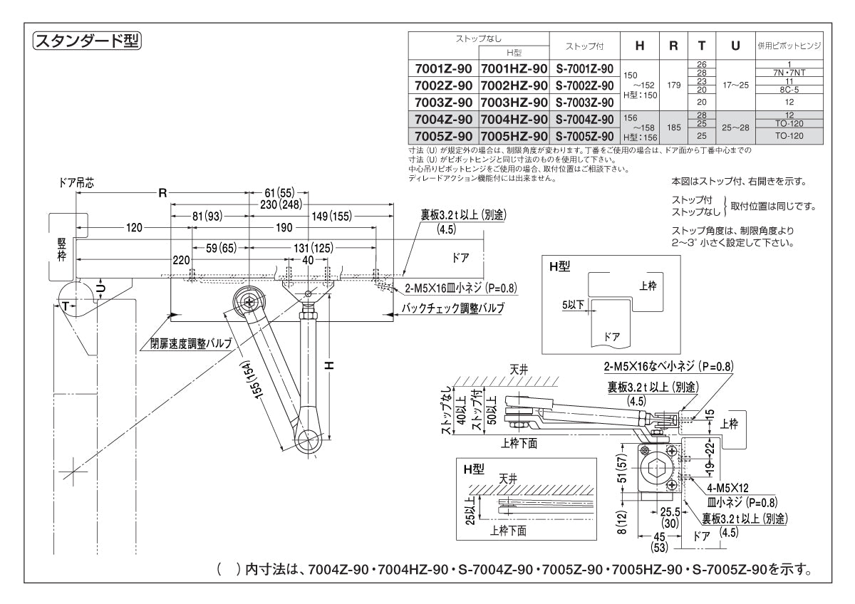 S-7001Z-90/120｜開き角度制限付きドアクローザー｜ニュースター 